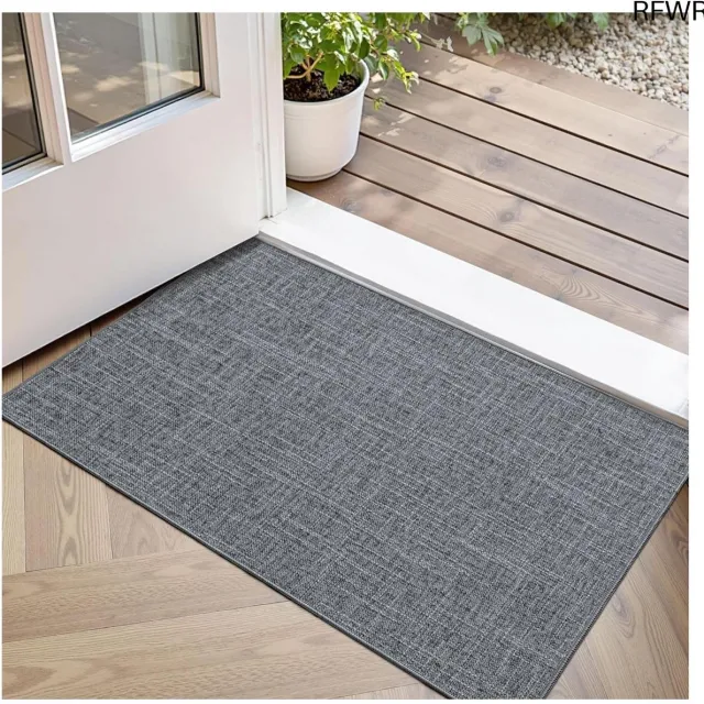 RFWR Antislip Deurmat Binnen 44x75 cm | Wasbare en Absorberende Instapmat | Grijze Voordeurmat voor Ingang Grijs