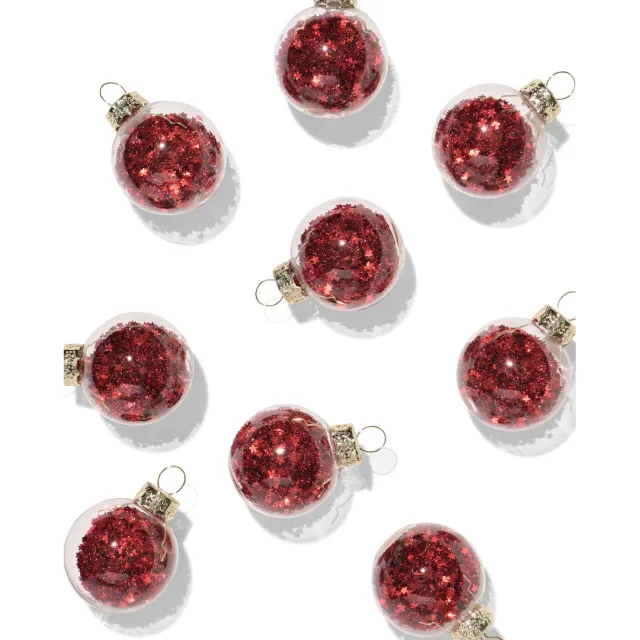 HEMA Kerstballen glas rood - 9 stuks (rood)