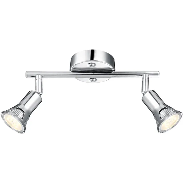 Globo LED plafondspot Plafondlamp Metalen kap Gestanst chroom L 25 cm Woonkamer zilver