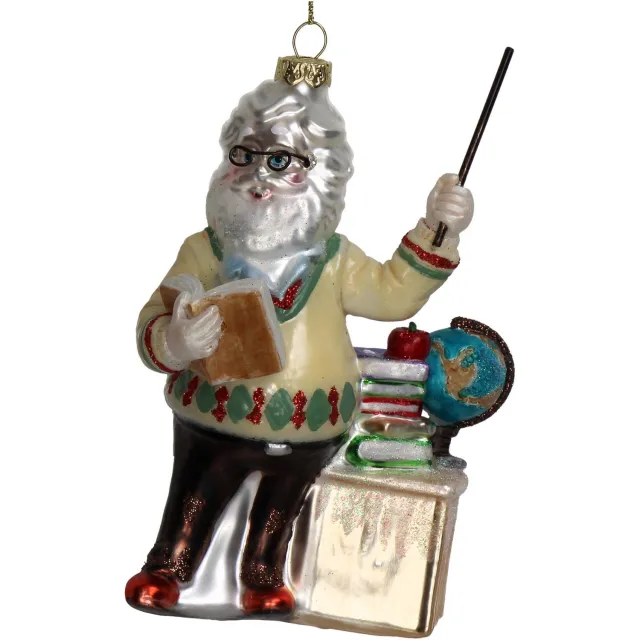 HD Collection glazen kerst ornament - kerstman leraar 13.5cm multi 1 stuks
