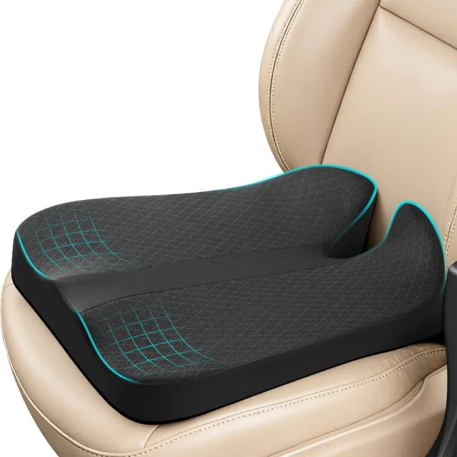 Good4You Zitkussen Orthopedisch & Ergonomisch voor Auto- en Bureaustoel - Wigkussen - Stuitkussen - Ideaal voor Auto, Vrachtwagen, Bureaustoel & Thuiswerken Zwart
