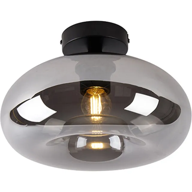 QAZQA busa - Art Deco Plafondlamp - 1 lichts - Ø 28 cm - Zwart - Woonkamer | Slaapkamer | Keuken