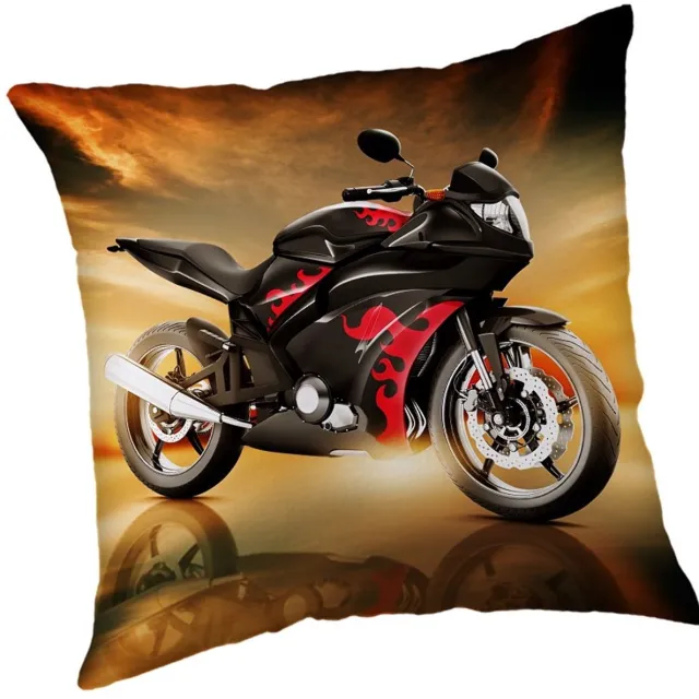 jerry fabrics Motor Kussen Superbike - 40 x 40 cm - Polyester Zwart;Rood