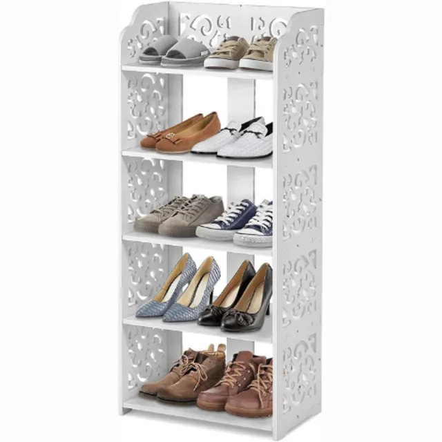 BOG Schoenenrek Wit Met 5 Lagen - Compact Opbergrek Voor Schoenen Boeken En Toiletartikelen - Staand Kastje Voor Hal Badkamer En Slaapkamer