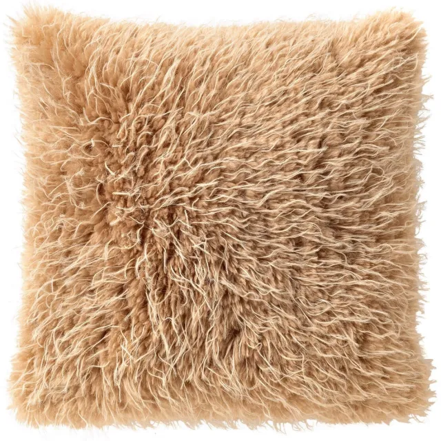 Dutch Decor DANO - kussenhoes 45x45 cm - imitatiebont - beige - met rits - zonder binnenkussen
