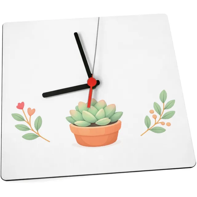 Mr Cadeautjes Klok 19 x 19 - design Een compacte positieve quote rond een rustige botanische com | cadeau Wit
