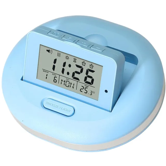 longziming Vibratie Wekker - Stille Wekker - Digitale Wekker - LED-display Met Achtergrondverlichting - Drie Alarmmodi - ABS - Voor Zware Slapers En Gedeelde Slaapkamers - 1 Stuk - Blauw