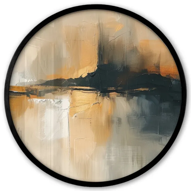 FrameYourWall Poster in lijst Rond - Fotolijst 40x40 cm - Posters - Modern - Abstract - Goud - Zwart - Ronde posterlijst zwart - Decoratie - Wanddecoratie woonkamer - Muurdecoratie slaapkamer