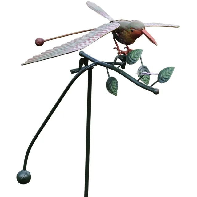 steeg80 tuinsteker vogel 50x40x140 cm roodborstje op tak bewegend in de wind - balans figuur kleurrijk