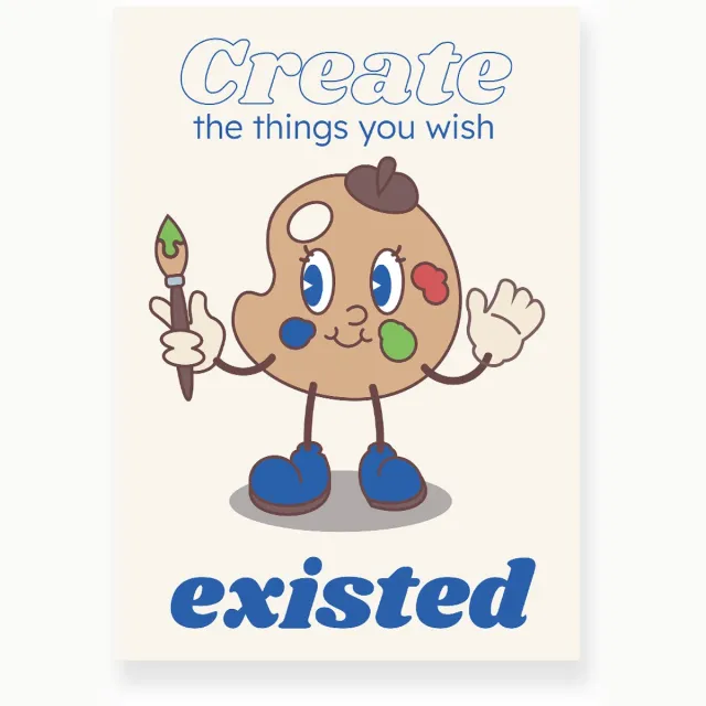 Yisual Poster 50x70 cm - Schilderspalet - Illustratie - Blauw - Beige - Cartoon - Motivatie - Muurdecoratie - Wanddecoratie