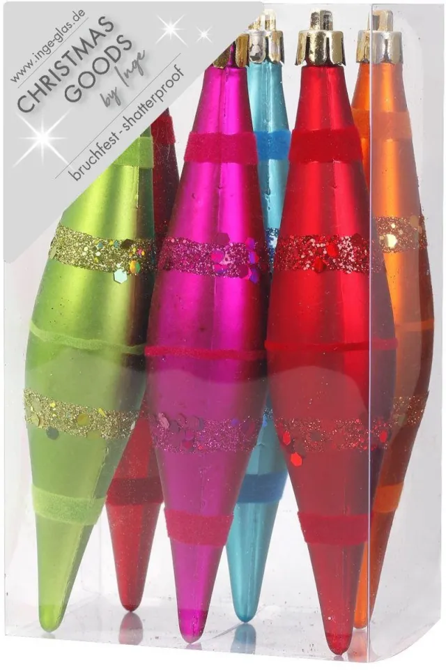 Inge‘s Christmas Decor Set van 6 Onbreekbare Pegels Kerstballen – Inges Christmas Decor – 13 cm – Shatterproof Ornamenten Meerkleurig
