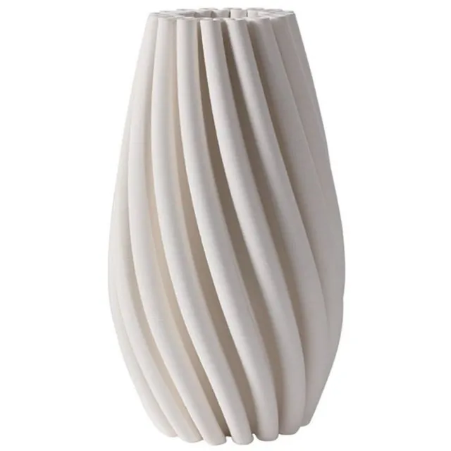 Fugurato Lia Vaas Wit - Keramiek met Spiraalvormig 3D-Reliëf - Ø10,5 x H20,5 cm