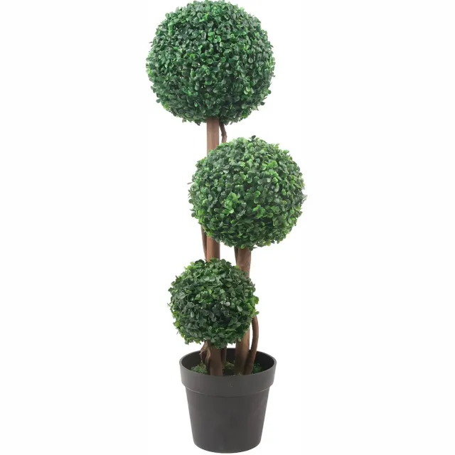 Happiq Kunstmatige Vormsnoei Boom 90 cm - Buxusbal Stijl - Voor Binnen & Tuin - Groen