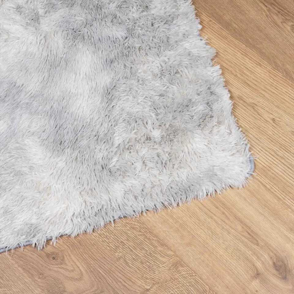 vidaXL Hoogpolig vloerkleed NAVARRA 160x160 cm polyester zilvergrijs, foto 4