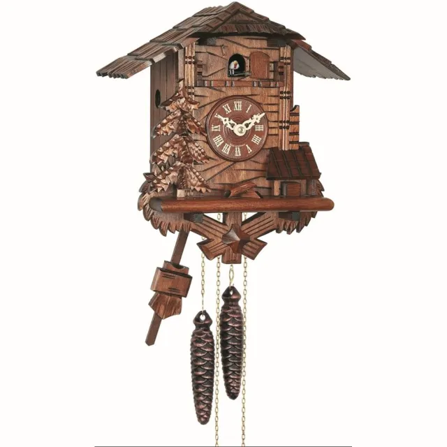 Engstler 437_QM - Koekoeksklok - Kwarts - Notenhout - met muziek - 26 cm