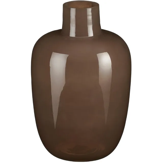 Mica Decorations Macon Vaas Rond Glas Donkerbruin Sfeervol