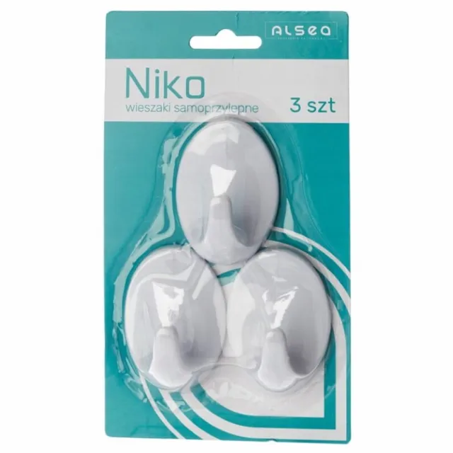 Galicja NIKO Serie - Witte Zelfklevende Haken - 3 Stuks - Kunststof - Ovaal