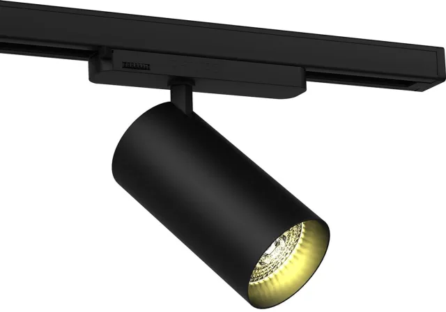 BES LED LED Railverlichting - Track Spot - 10W - Rinzu Gravix - Natuurlijk Wit 4000K - 3 Fase - Rond - Mat Zwart - Aluminium