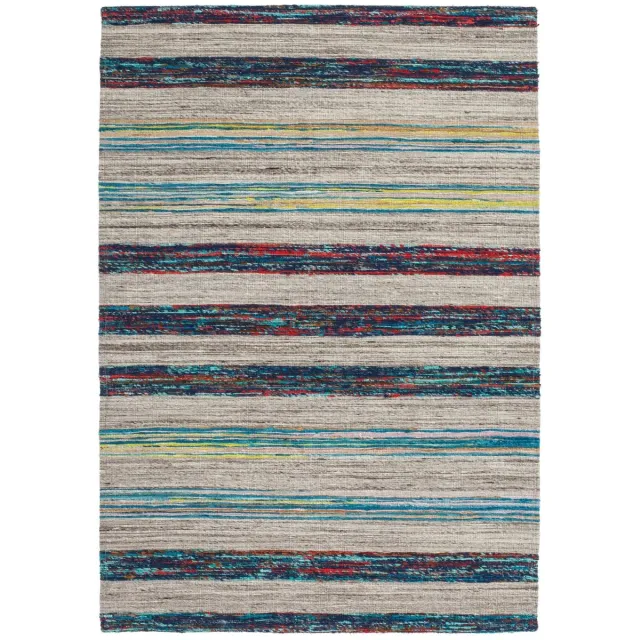 Dutch XXL Kelim Vloerkleed | Tapijt | Duarte | Strepen | Naturel/Blauw | 120x170 cm Naturel / Blauw