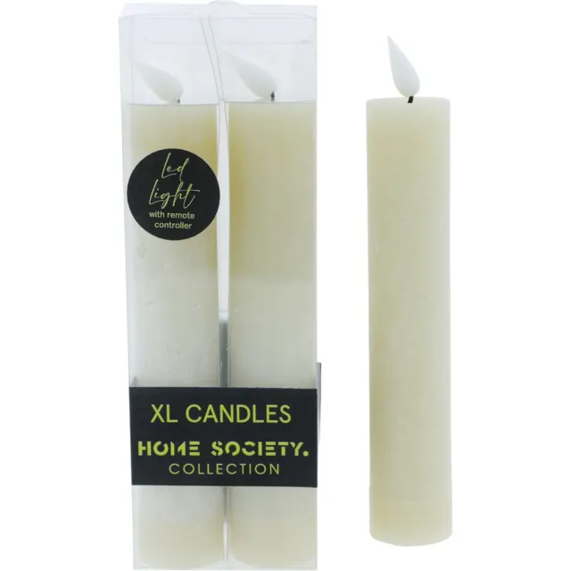 Home Society Led Dinerkaarsen - Set/2 - XL - Greige - 20.5x3.5 - Led - Kaarsen - Kerst