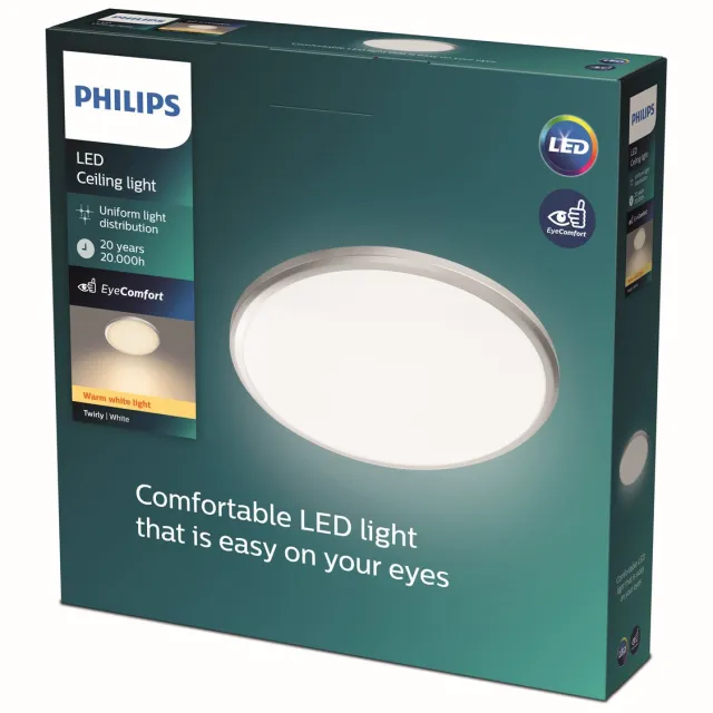 Philips Twirly plafonnière - grijs - klein - warmwit licht - 12 W