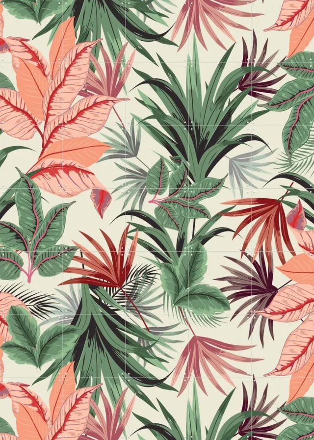 IXXI Pink Jungle, Creative Lab Amsterdam - 100 x 140 cm - Grote wanddecoratie en posters - Illustraties, Grafisch Ontwerp, Kleurrijk, Digitale Kunst Groen
