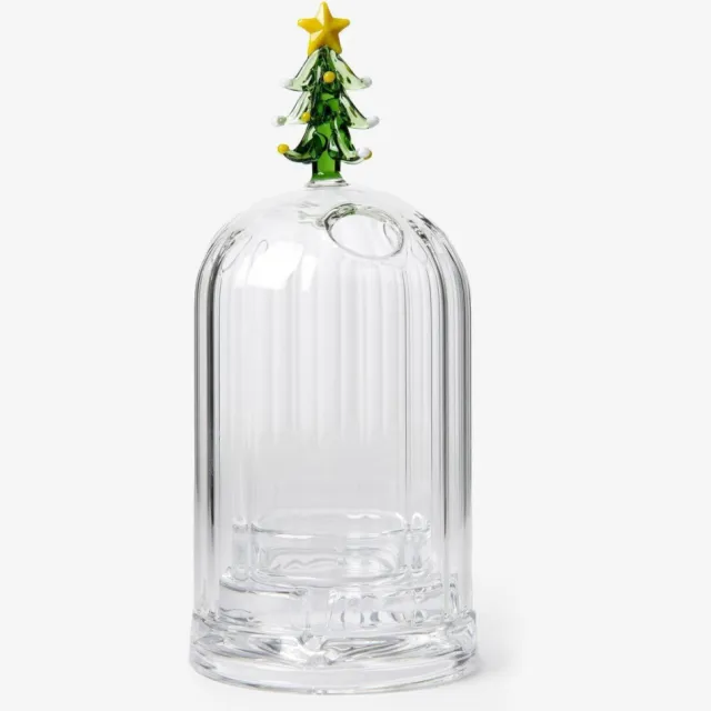 Sissy-Boy Glazen waxinelichthouder met kerstboom (16.5x7.5 cm) Transparant