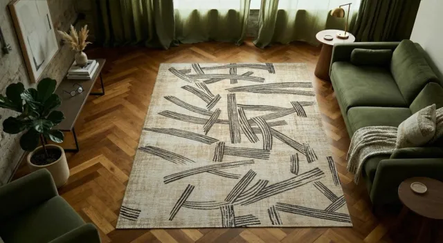 Louis de Poortere Wasbaar Binnen & Buiten Vloerkleed - 80 x 150 cm - Louis De Poortere Kanji Slate - Laagpolig Tapijt - Gerecycled PET - Made in Belgium - Circulair Beige