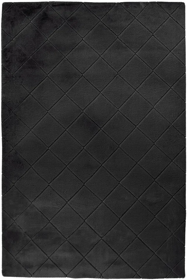 Padiro knus hoogpolig shaggy vloerkleed 200 x 290 cm - donkergrijs - modern geometrisch patroon - voor vloerverwarming - van polyester en katoen