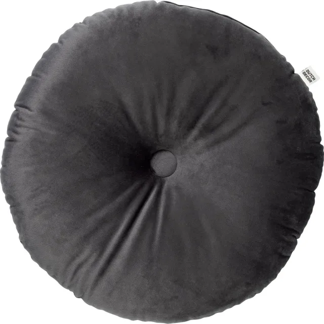 Dutch Decor OLLY - sierkussen Ø38 cm - rond velvet - Charcoal Gray - antraciet