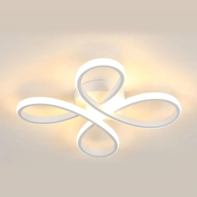 Haobosic plafondlamp - 30cm - Medium - LED - 30W - 2400LM - 3000K - Warm Licht - met bloemmotief - aluminium - voor slaapkamer, woonkamer, eetkamer, keuken, gang, balkon Wit