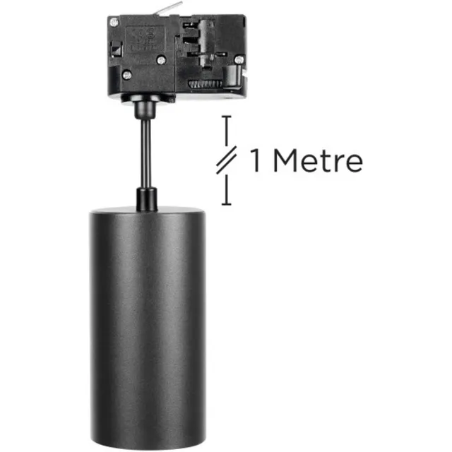Integral 3-Fase Rail Hanglamp Zwart Ø6.5cm voor 1x GU10 LED lamp (niet inbegrepen) | GU10 Zwart Aluminium