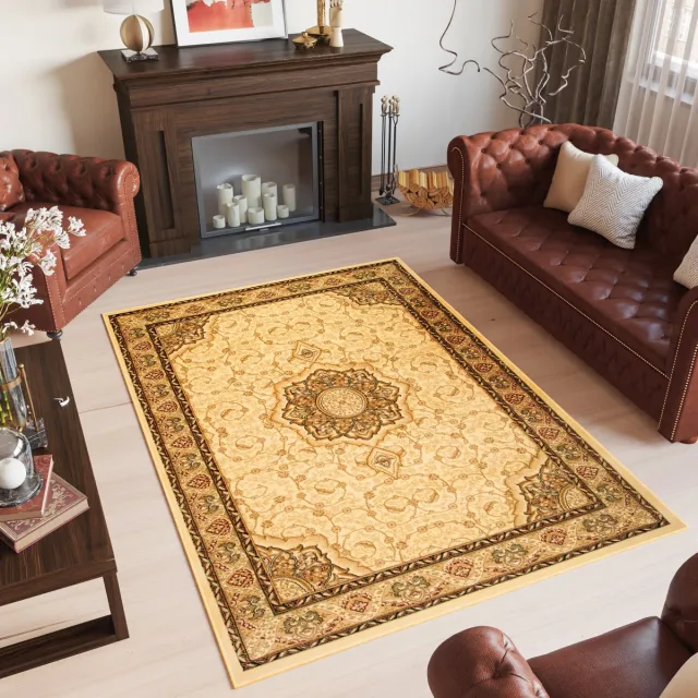Tapiso Yesemek Vloerkleed Beige Oriental Oosters Tapijt Maat- 200x400