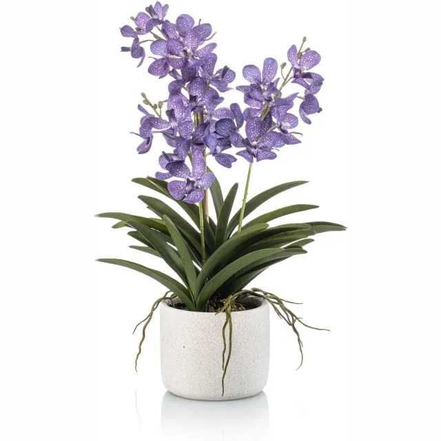 Emerald Kunstplant Vanda in pot 60cm paars - Kunstplant voor binnen