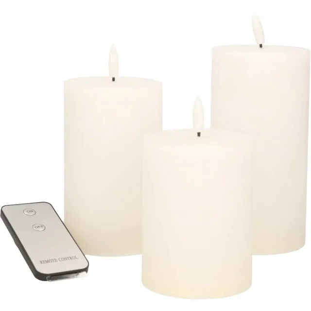Anna's Collection LED Stompkaarsen met afstandsbediening - 6x - wit - 10/12.5/15 cm