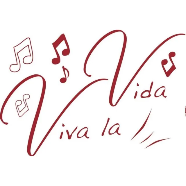 Komar Muursticker - Viva la vida - Zelfklevend - Muurdecoratie - Stickers - Muziek noten - Wandsticker - Muziekkamer - 100 x 70 cm - Komar Rood - Roze