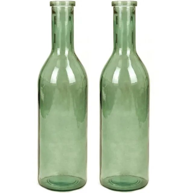 Mica Decorations Flesvaas groot - Set van 2x stuks - Rioja - groen - eco glas - 18 x 75 cm