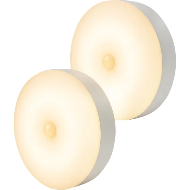 Nuvance Draadloze Ledlamp - 2 Stuks - Nachtlampje - 4 Standen - Magnetisch - Dag & Nacht Sensor - Usb Oplaadbaar - Kastverlichting Warm Wit