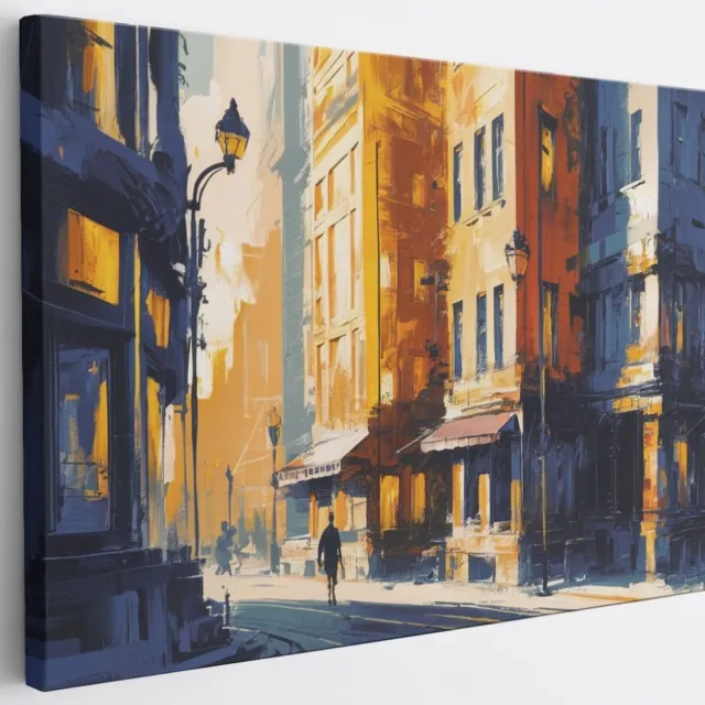 Saammp Canvas Schilderij - man in stad - Abstract - 30x20 - Foto op canvas - Wanddecoratie - Muurdecoratie Woonkamer - Slaapkamer decoratie - Canvas Print Multicolor