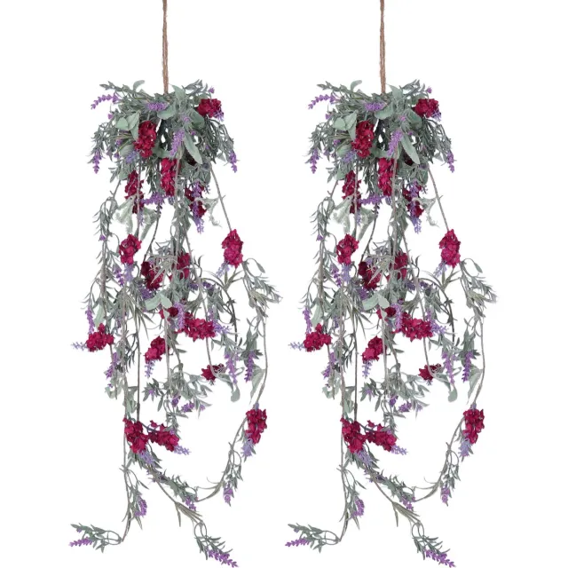 Decoris Lavendel Bloemen slinger - 2x stuks - Licht paars - kunstplanten - 80 cm- Kunstplanten/kunsttakken Lavender paars