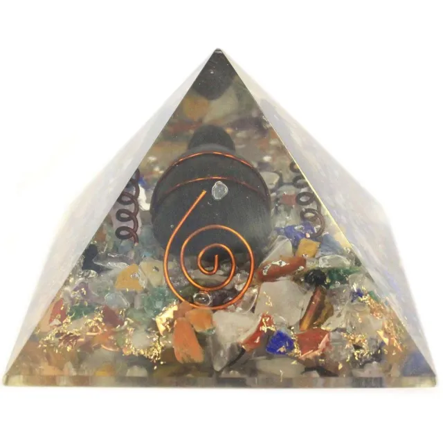 Ancient Wisdom Orgonite Piramide - Edelstenen Chips - Koper - Schildpad - 7.5x7.5x6.5cm - Spirituele Decoratie - Edelstenen & Mineralen