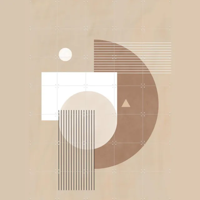 IXXI Neutral Semicircles Poster No.1, Elena Ristova & Various - 100 x 140 cm - Grote wanddecoratie en posters - Grafisch Ontwerp, Minimalisme Bruin / Beige