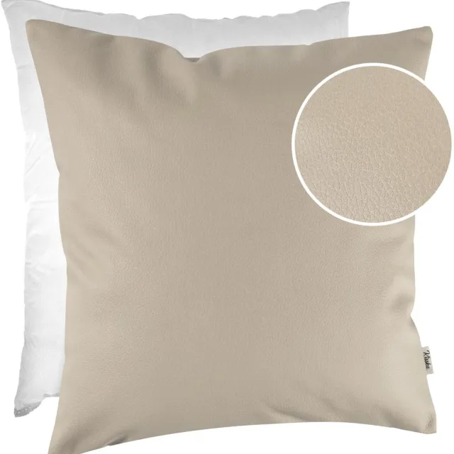 ANRO Sierkussen Beige 60x60 cm - Ademend kunstleer - Inclusief vulling