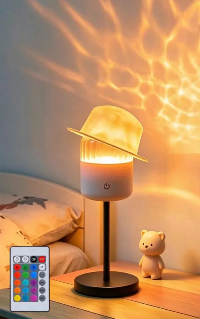Namajunas watergolf sfeerlamp nachtlampje - aanraakbediening & afstandsbediening - RGB 16 kleuren - afneembare kap - oplaadbaar lange batterijduur - flikkervrij dimbare bedlamp - een cadeau voor jubilea, verjaardagen en andere warme feestdagen wit
