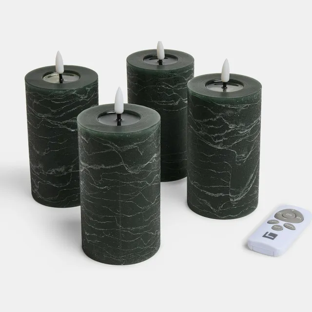 Loberon Ledstompkaars set van 4 Rimfalla groen
