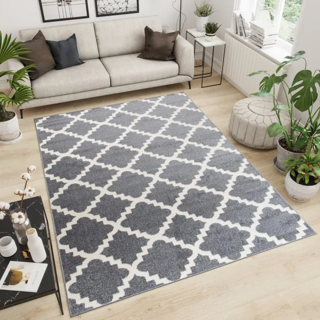 Tapiso Maroko Vloerkleed Trellis Woonkamer Tapijt Maat- 140x190 Grijs 2