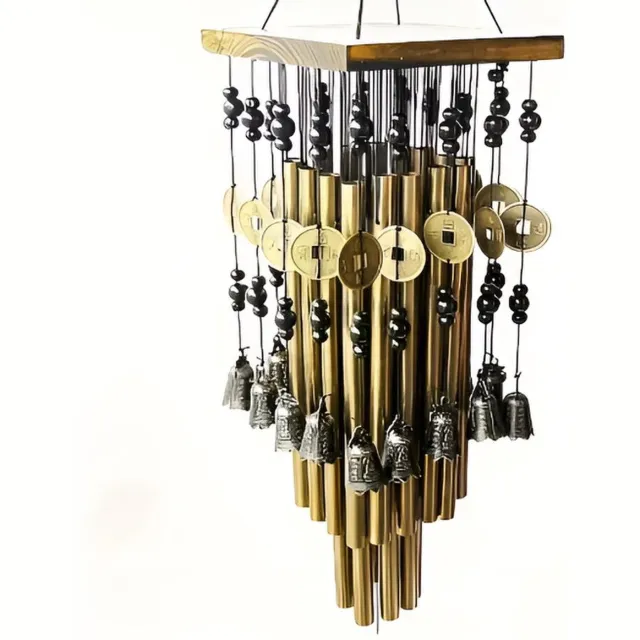 San Marque 24‑Buis Hoogwaardige Windgong – Metalen Tuin- & Balkon Decoratie voor Rustgevend Geluid Goud