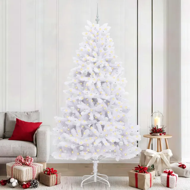 vidaXL Kunstmatige Inklapbare Kerstboom Wit 240 cm PVC en staal