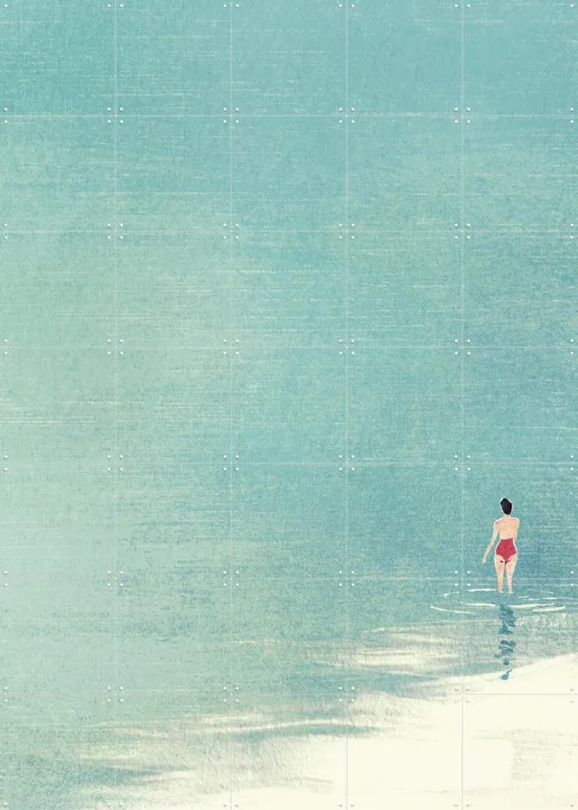 IXXI Solitude In Blue, Henry Rivers - 100 x 140 cm - Grote wanddecoratie en posters - Minimalisme, Kwaststreken, Illustraties, Modern, Realisme Blauw