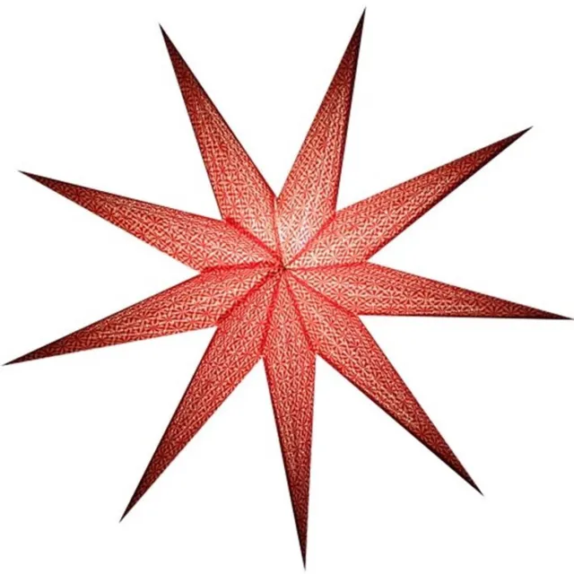 Only natural Floz Design grote kerstster - luxe papieren kerstster - wit met rood vilt - 90 cm - met verlichting - fairtrade